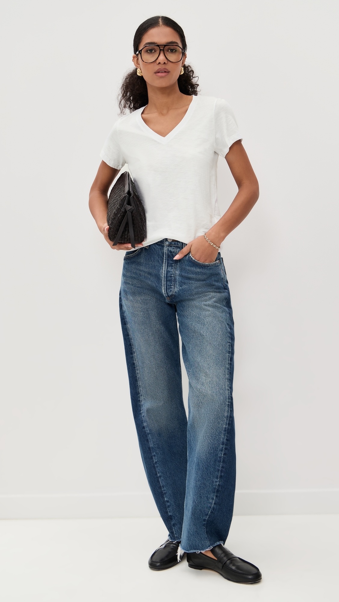 Relaxed V-Neck Tee White