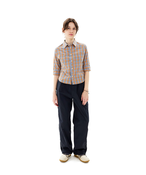 W Plaid 4 Sleeve Shirt Orange