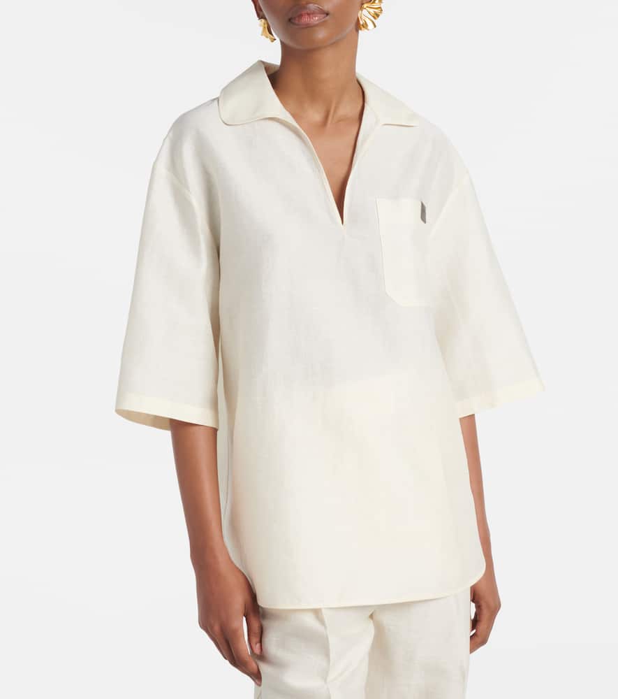 Osiride linen and silk-blend polo shirt