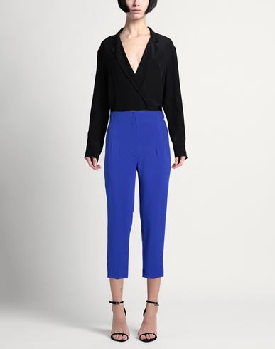Woman Pants Blue Size M Polyester, Rayon, Elastane