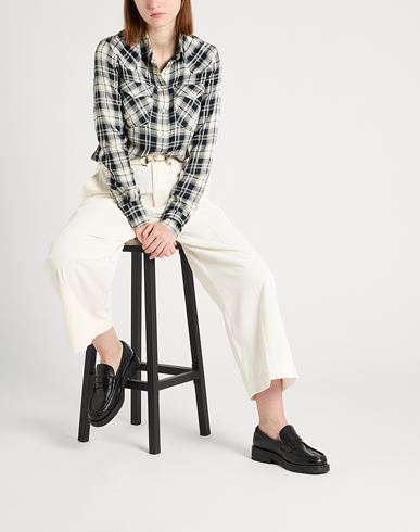 Slim Fit Plaid Herringbone Shirt Woman Shirt Black