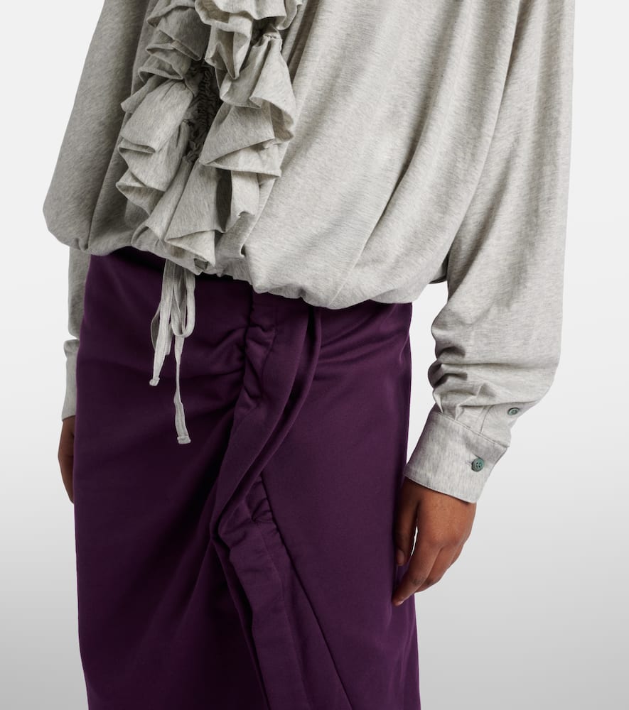 Ruffled cotton jersey blouse