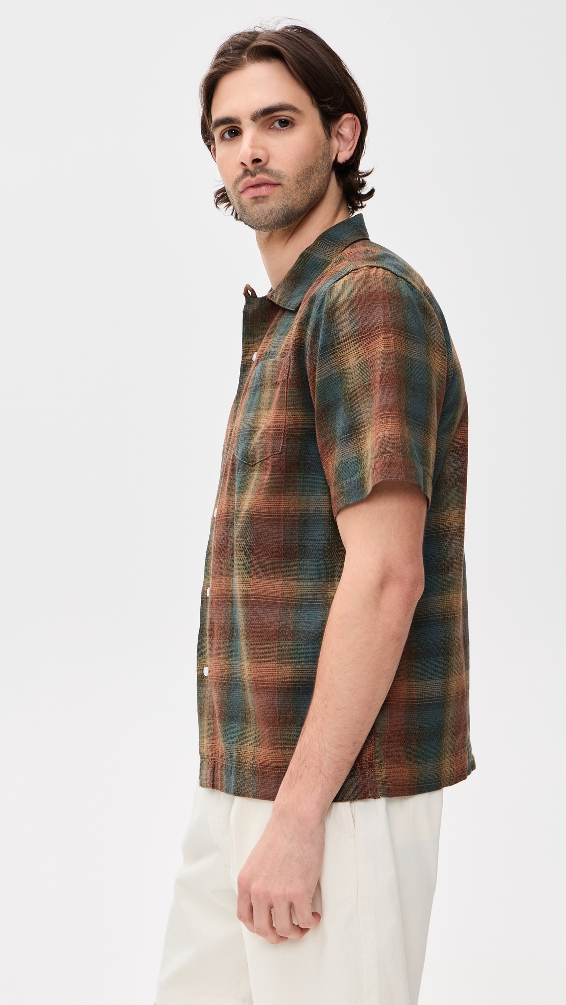 Plaid Resort Shirt Brown