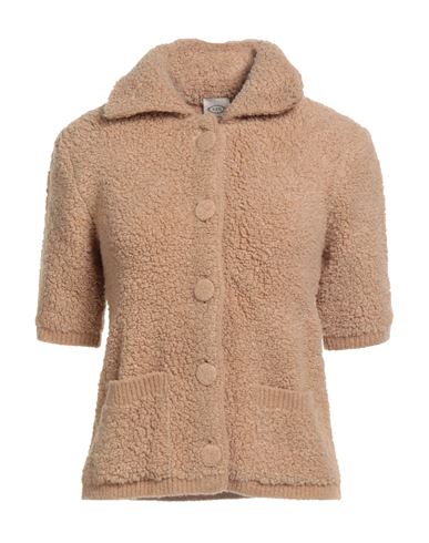 Woman Cardigan Sand Size M Virgin Wool, Polyamide