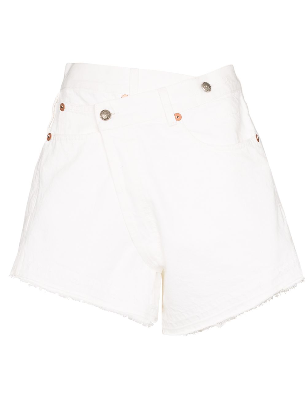Crossover waist denim shorts - White