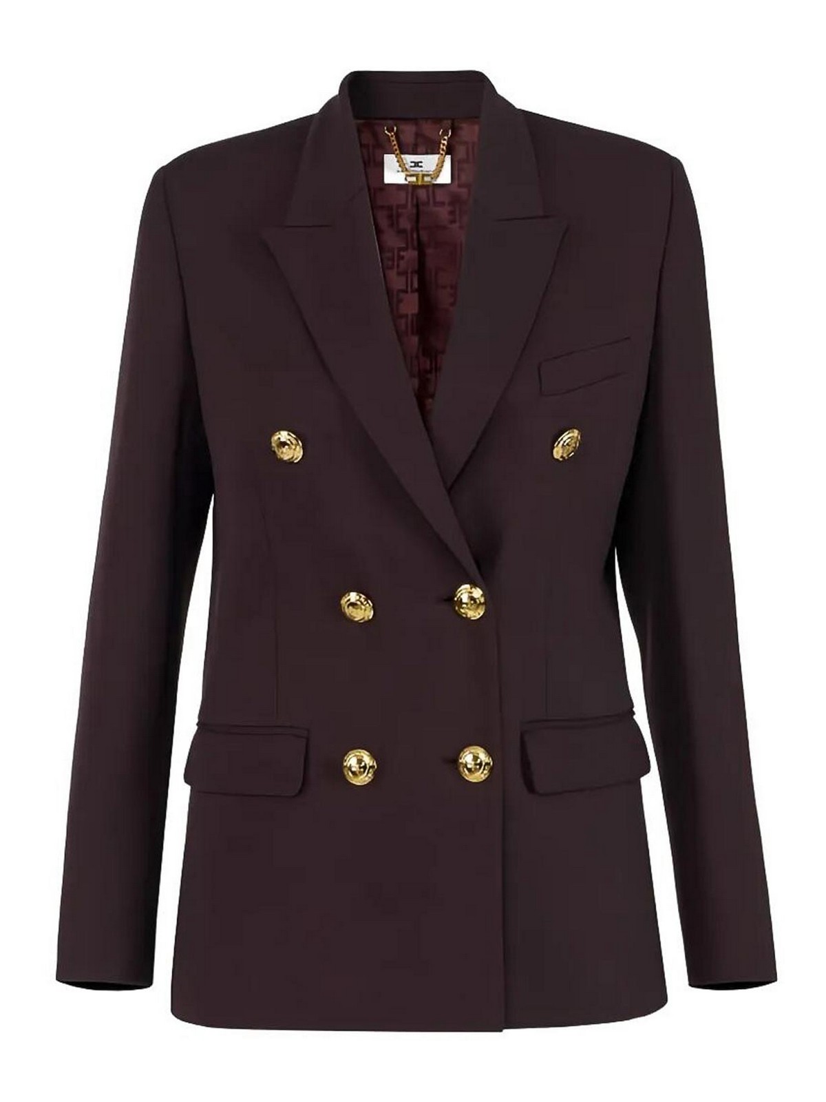 Brown Double-Breasted Jacket With Classic Lapels In Viscose Woman