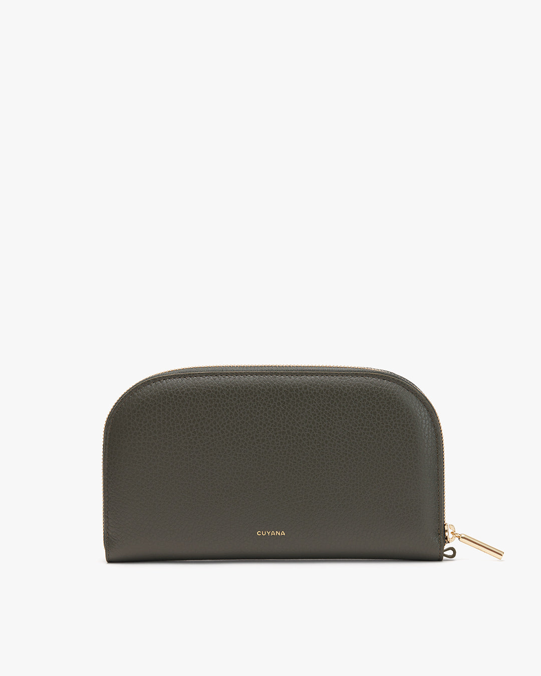 Women's Duo Zip Wallet in Dark Green | Pebbled Leather