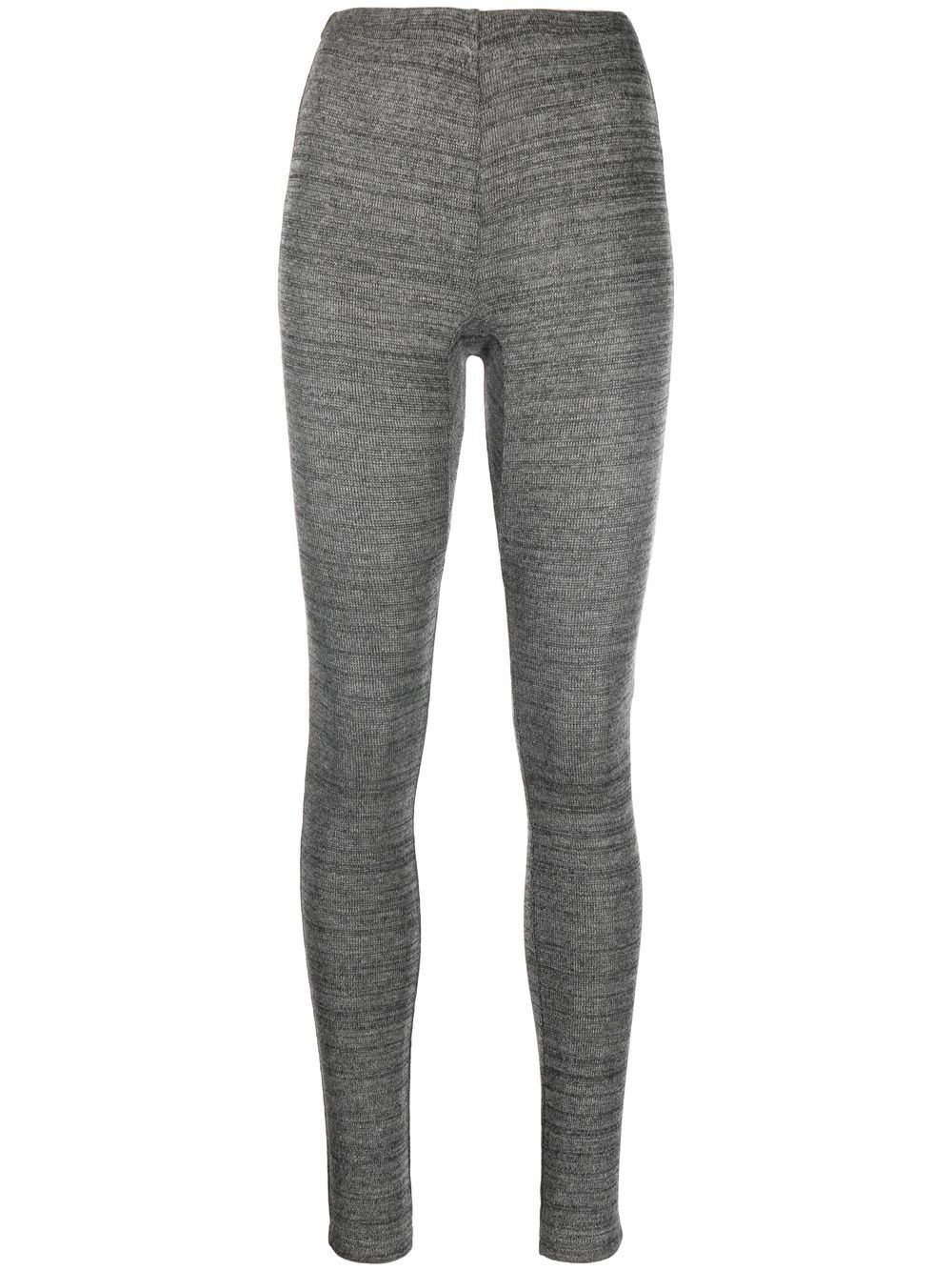 Ribbed-knit high-waist leggings - Grey