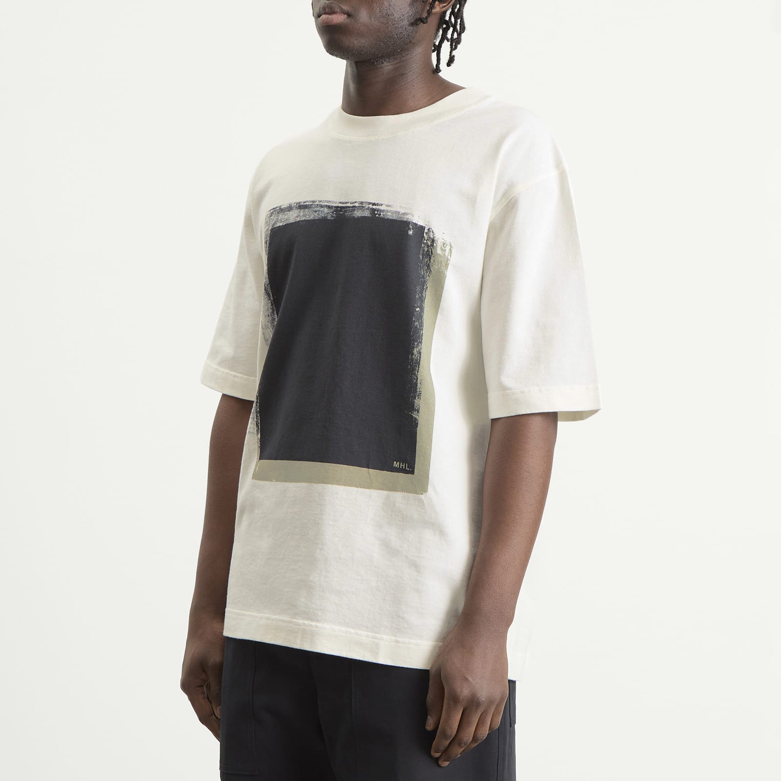 Men's Block Print T-Shirt in Off White