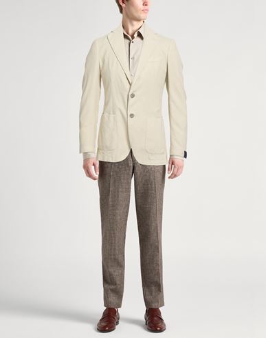 Man Blazer Beige Size 42 Cotton, Polyamide