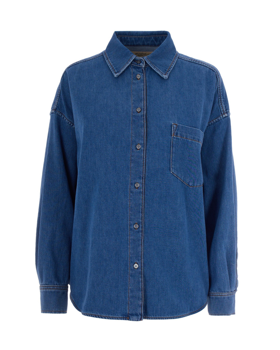 Blue Oversized Solid Shirt