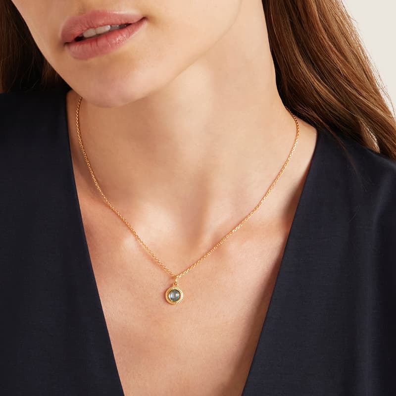 Gemstone Pendant Necklace in Swiss Blue Topaz & 18ct Gold Vermeil