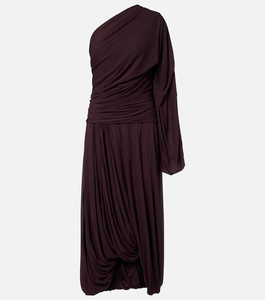 Gabri draped one-shoulder jersey midi dress