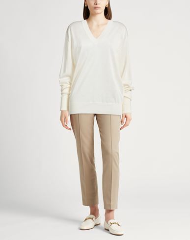 Woman Sweater Cream Size 6 Linen, Silk
