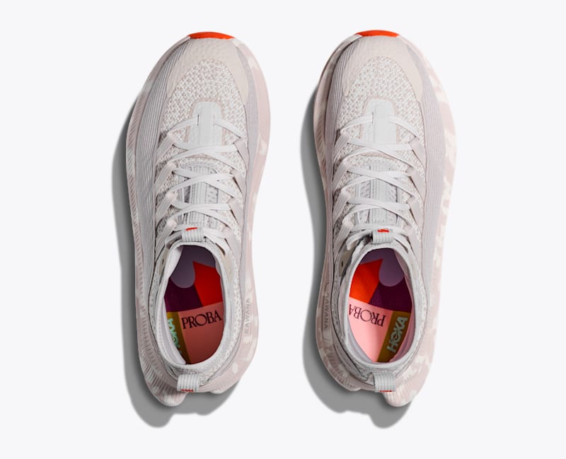 HOKA Kawana Mid Studio Proba Shoes in White Sand/Tangerine Tango