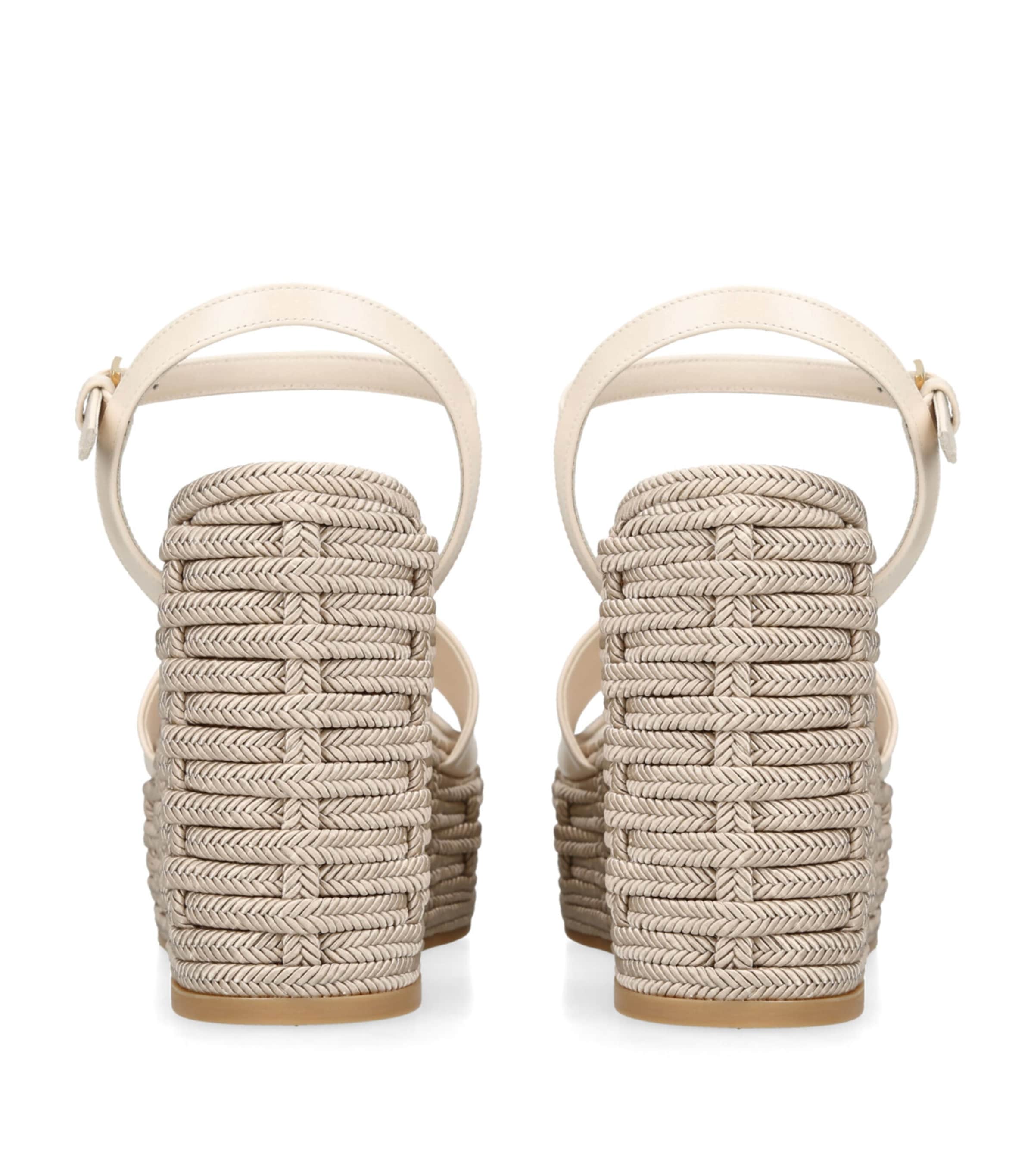 Leather VLogo Espadrille Wedge Sandals 110