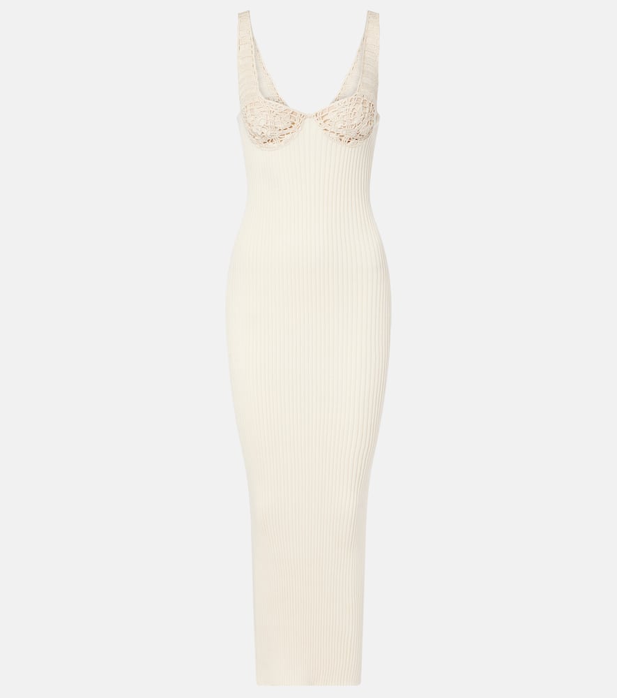 Ribbed-knit cotton midi dress