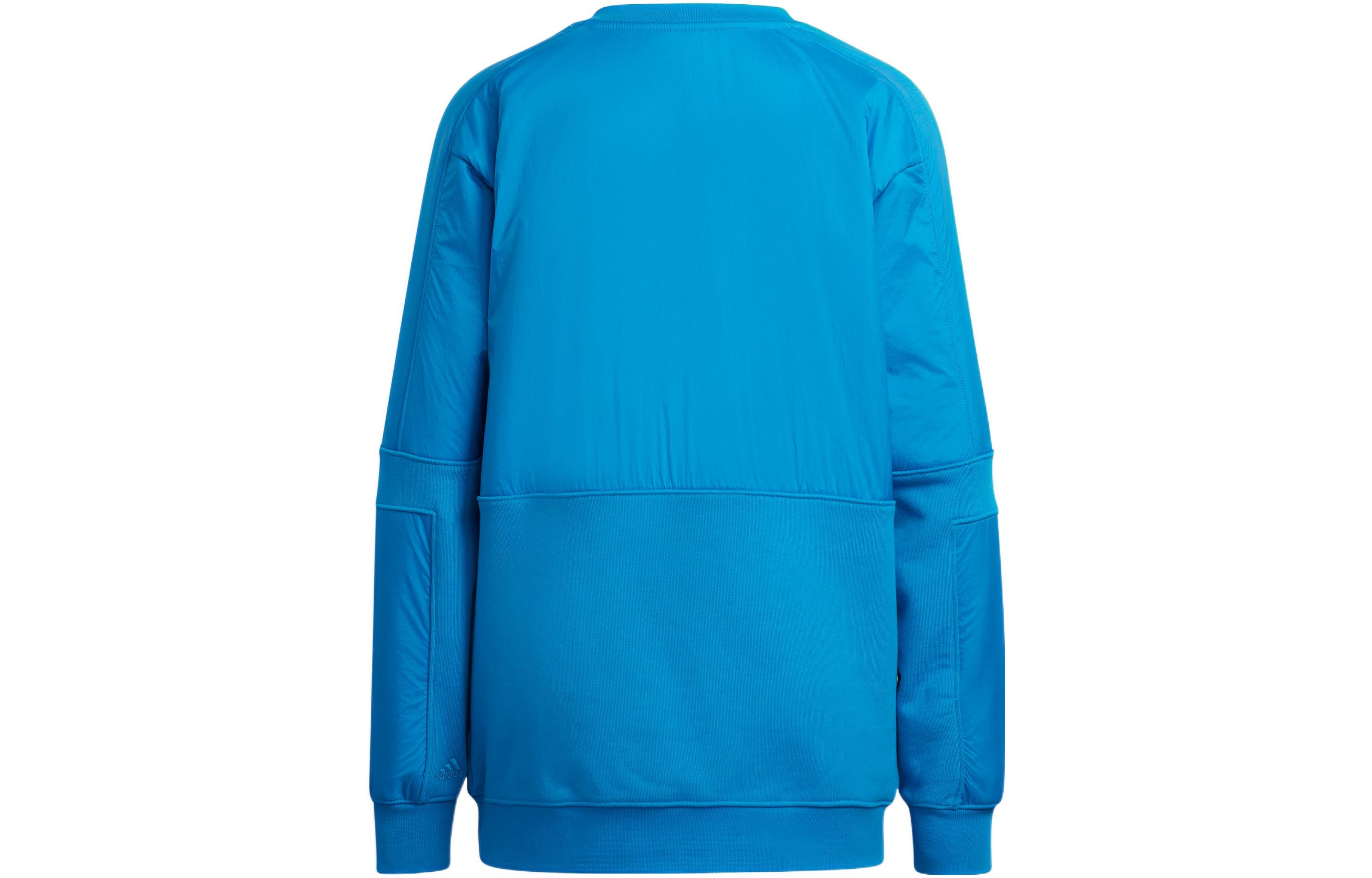 X Ivy Park Crossover Solid Color Chest Logo Embroidered Pullover Round Neck Long Sleeves Blue