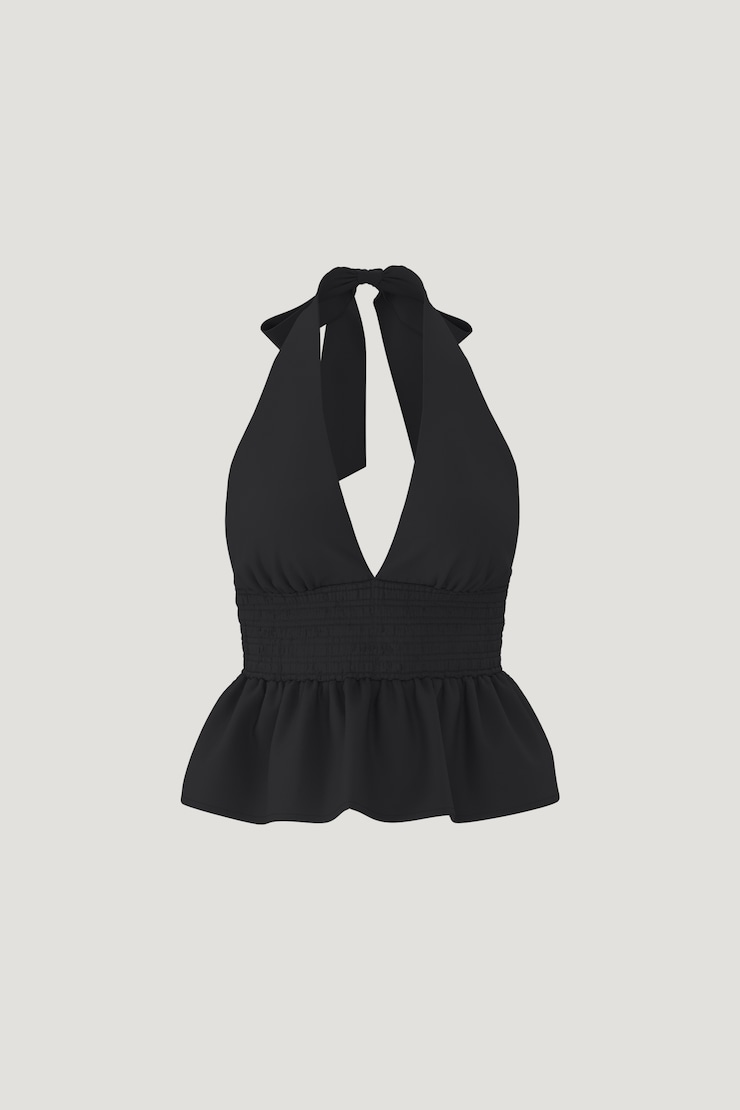 Gemma Poplin Halter Top - Black - Women Clothing