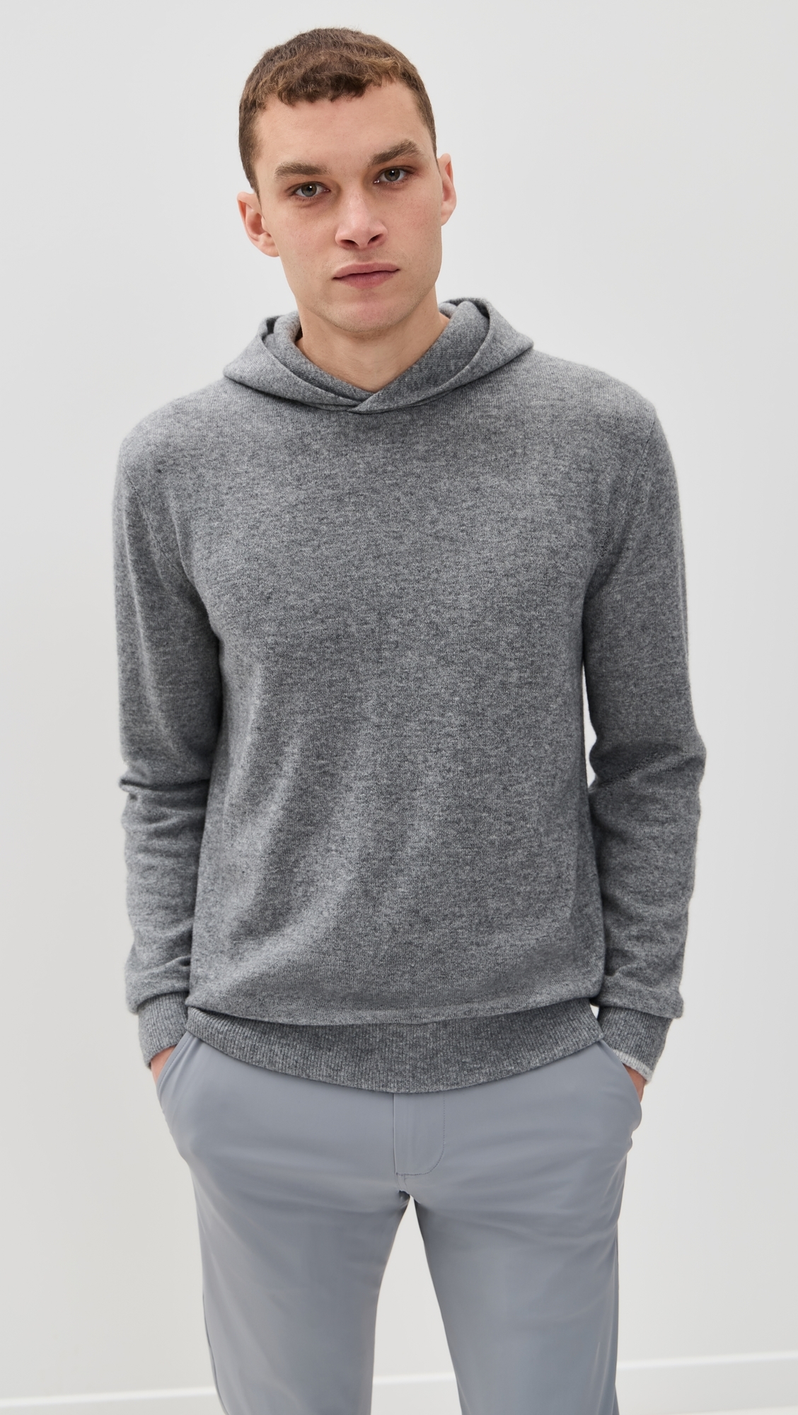 Greyson Koko Cashmere Blend Hoodie Sweater Smoke Heather