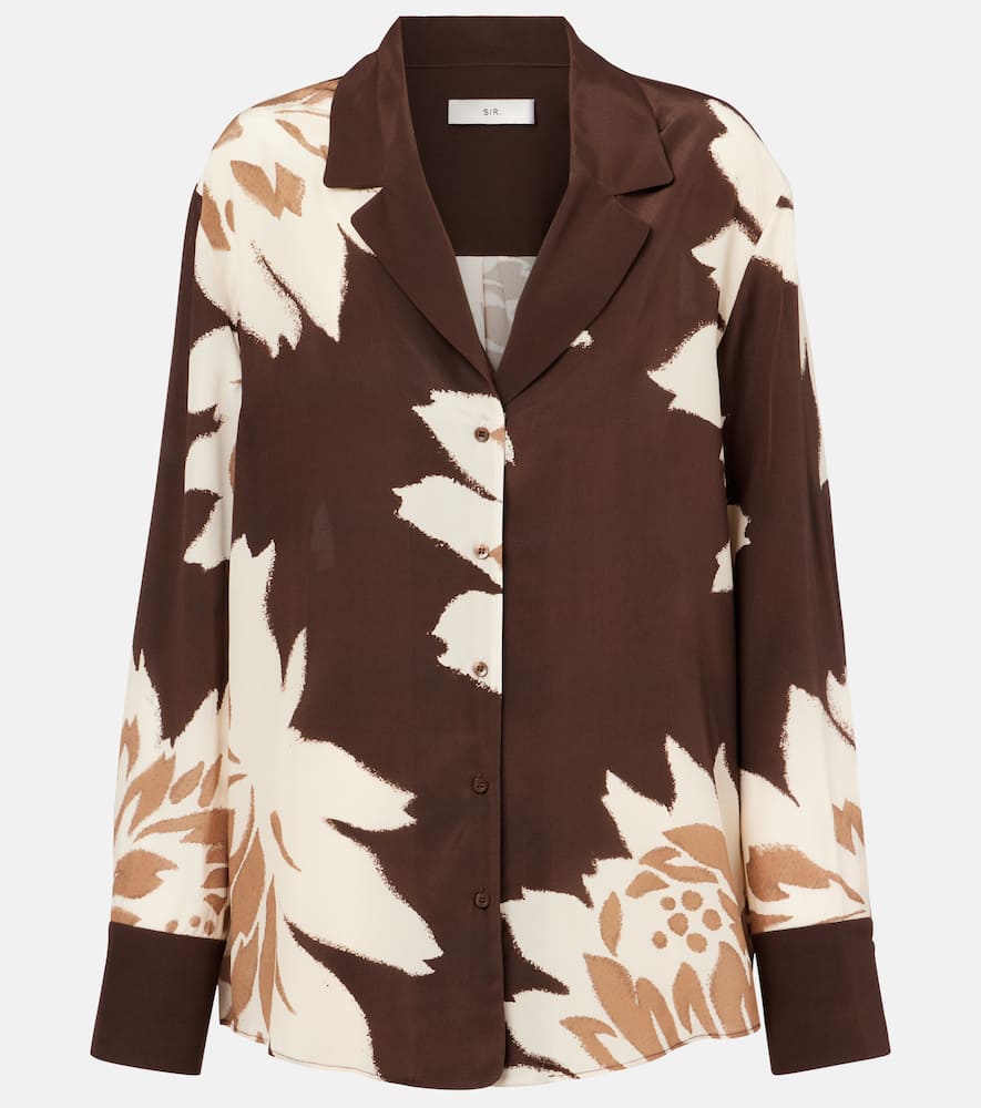 Floral silk satin shirt
