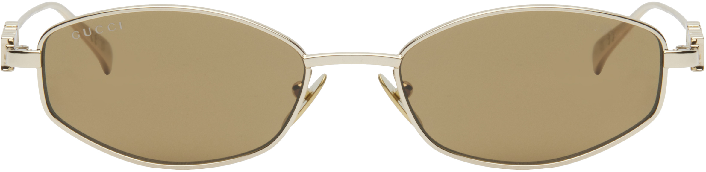 Gucci Gold Oval Frame Sunglasses