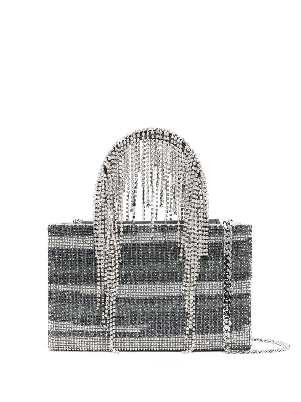 Crystal-embellished fringe tote bag - Silver