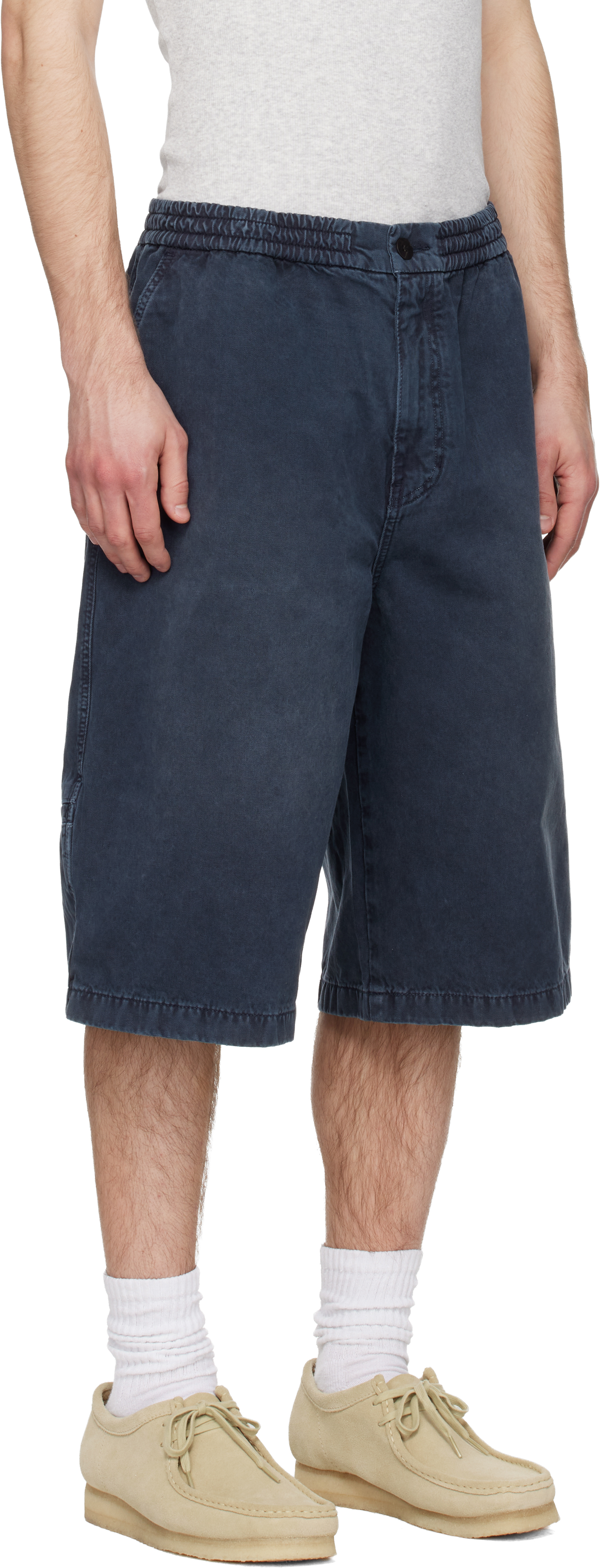 Gray Faded Denim Shorts