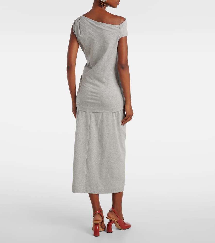 Draped cotton jersey top