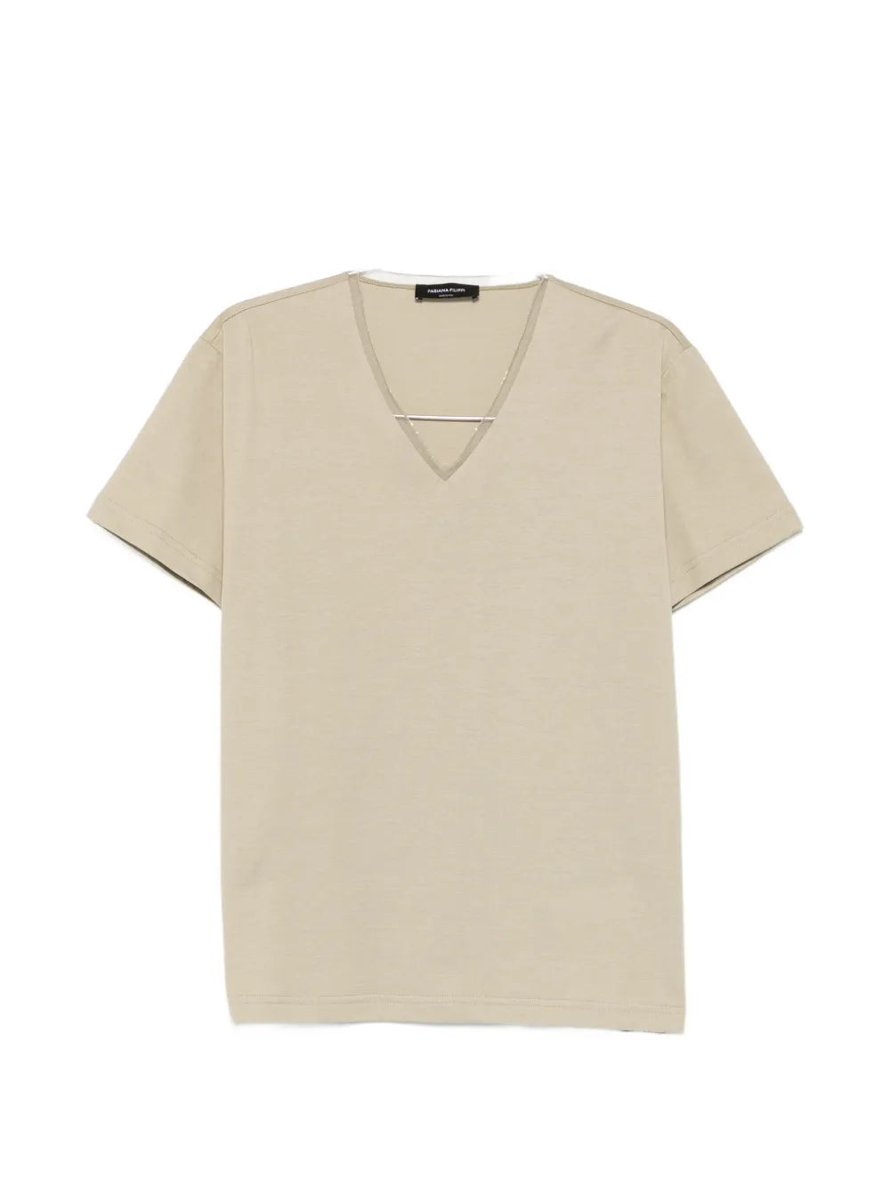 V-Neck Short-Sleeve T-Shirt — beige