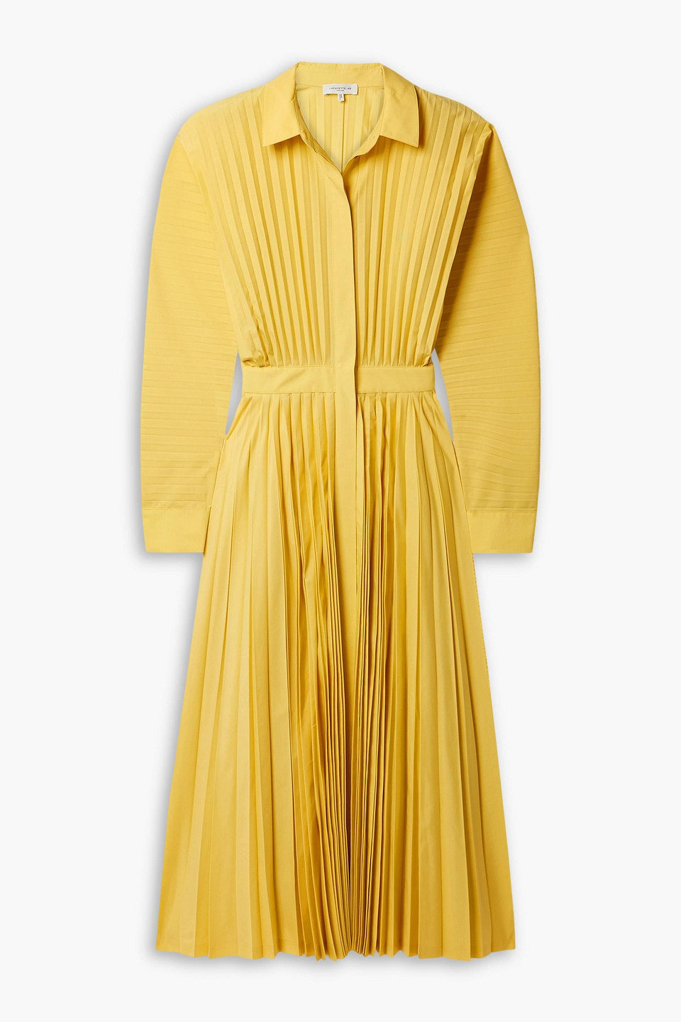 Pleated poplin midi shirt dress