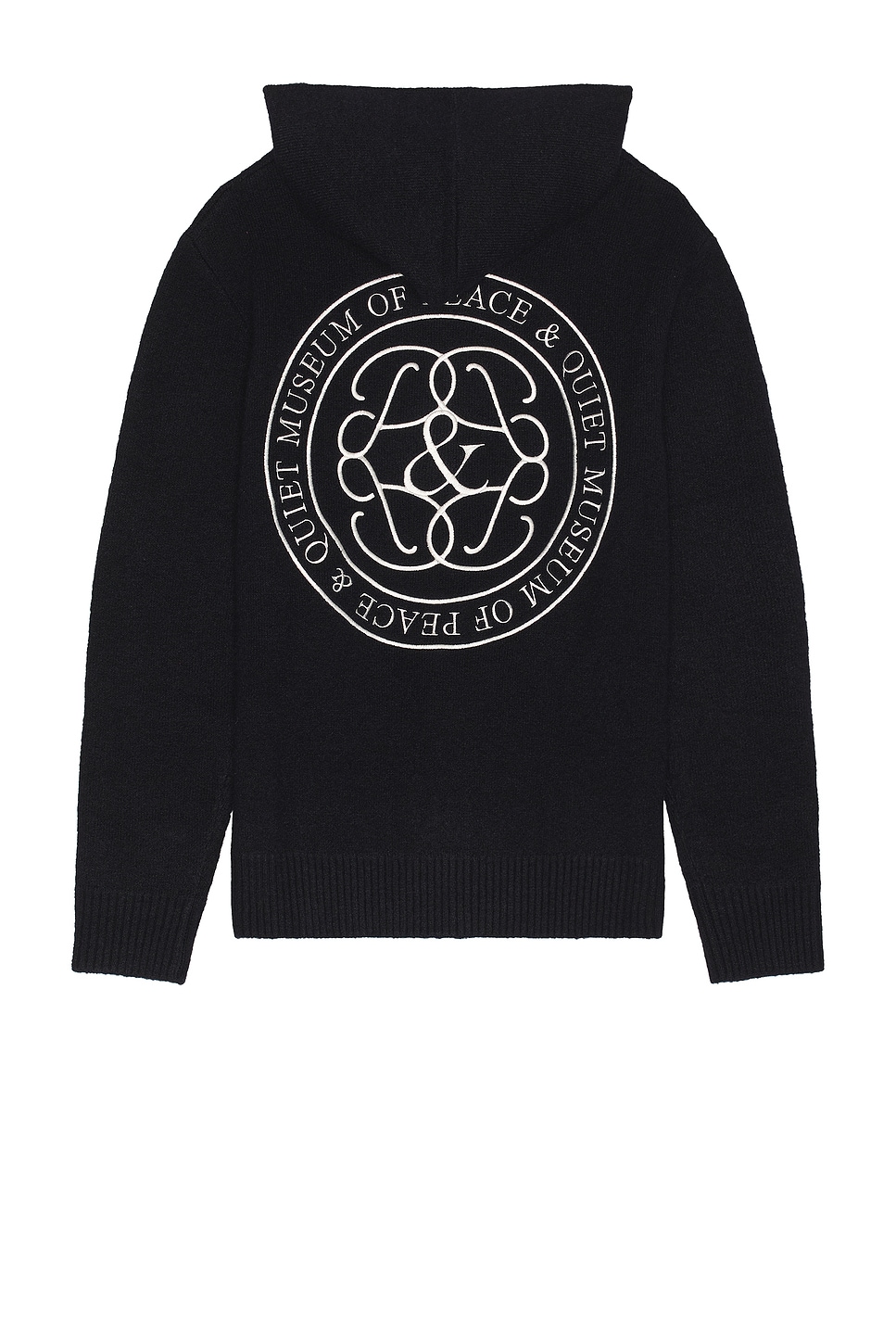 Museum of Peace and Quiet Symbol Mohair Zip-Up Hoodie in Navy - Black. XS also in L, M, S, XL/1X