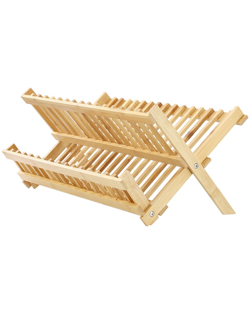 2-Tier Collapsible Kitchen Bamboo Drying Dish Rack