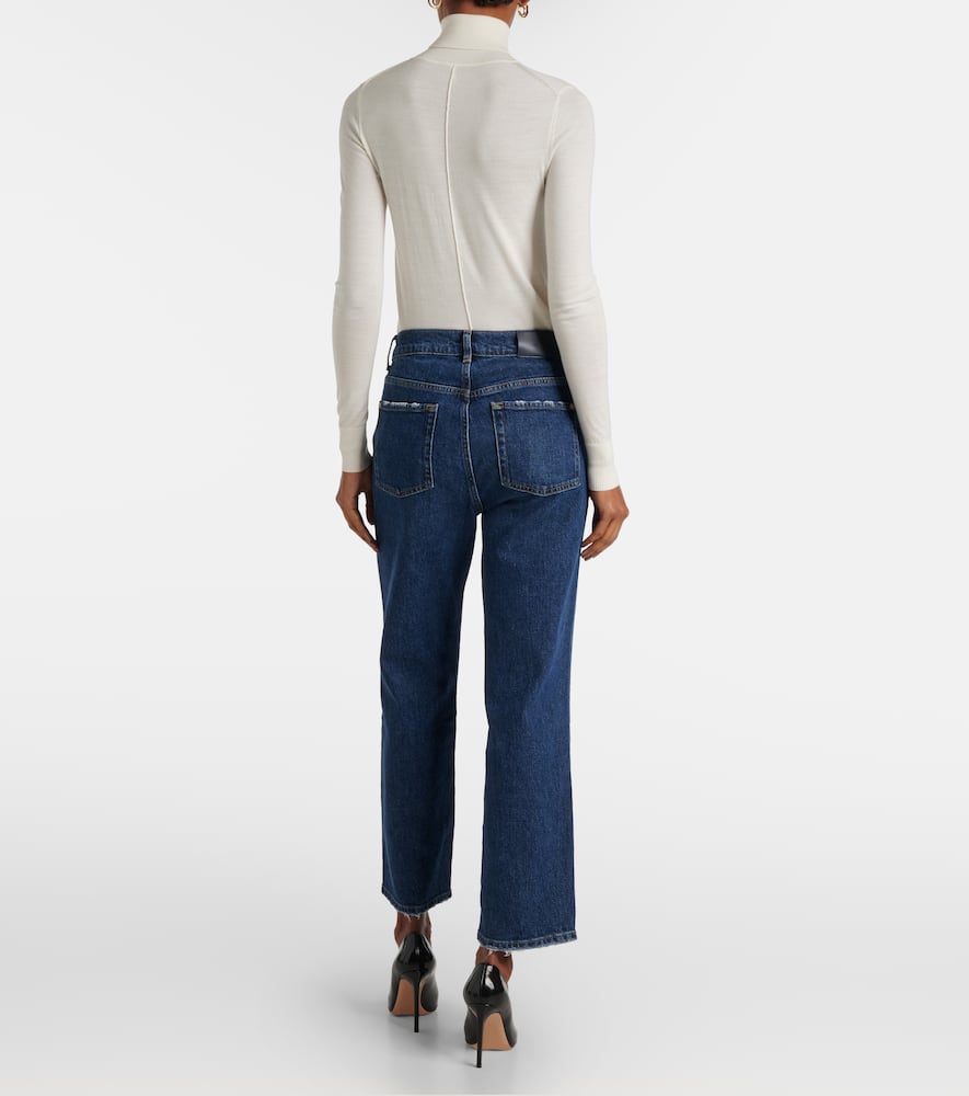 High-rise cropped straight jeans
