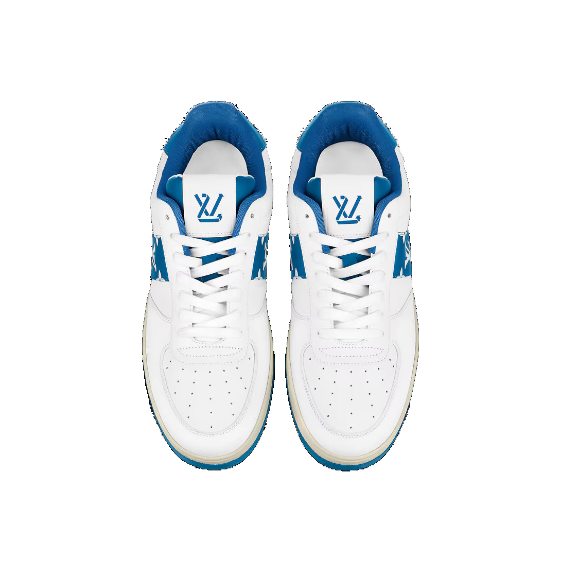 Rivoli Sneakers 'White with Blue Side Monogram Band'