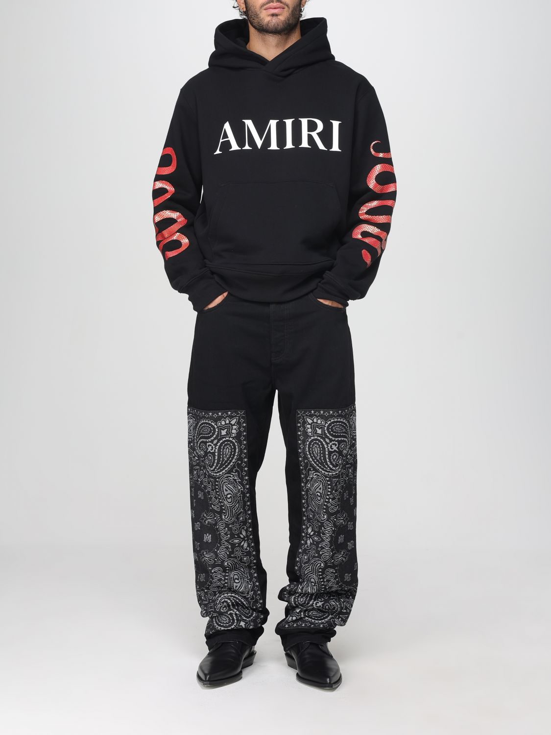 Snake-print hoodie - Black