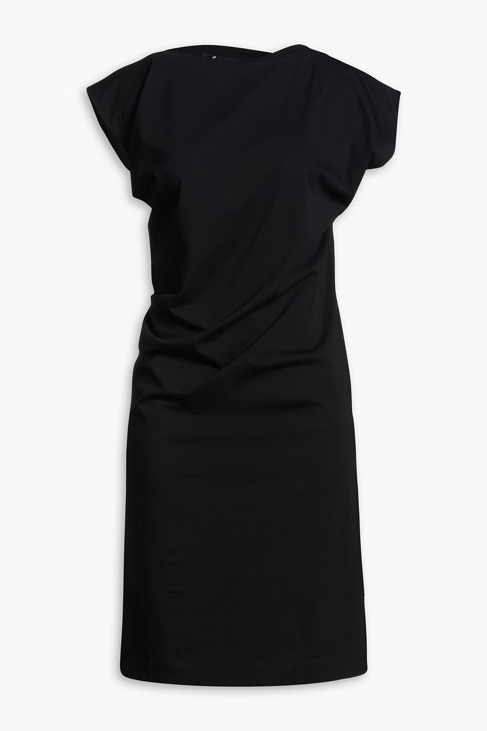 Draped stretch-cotton jersey dress - Black - XS