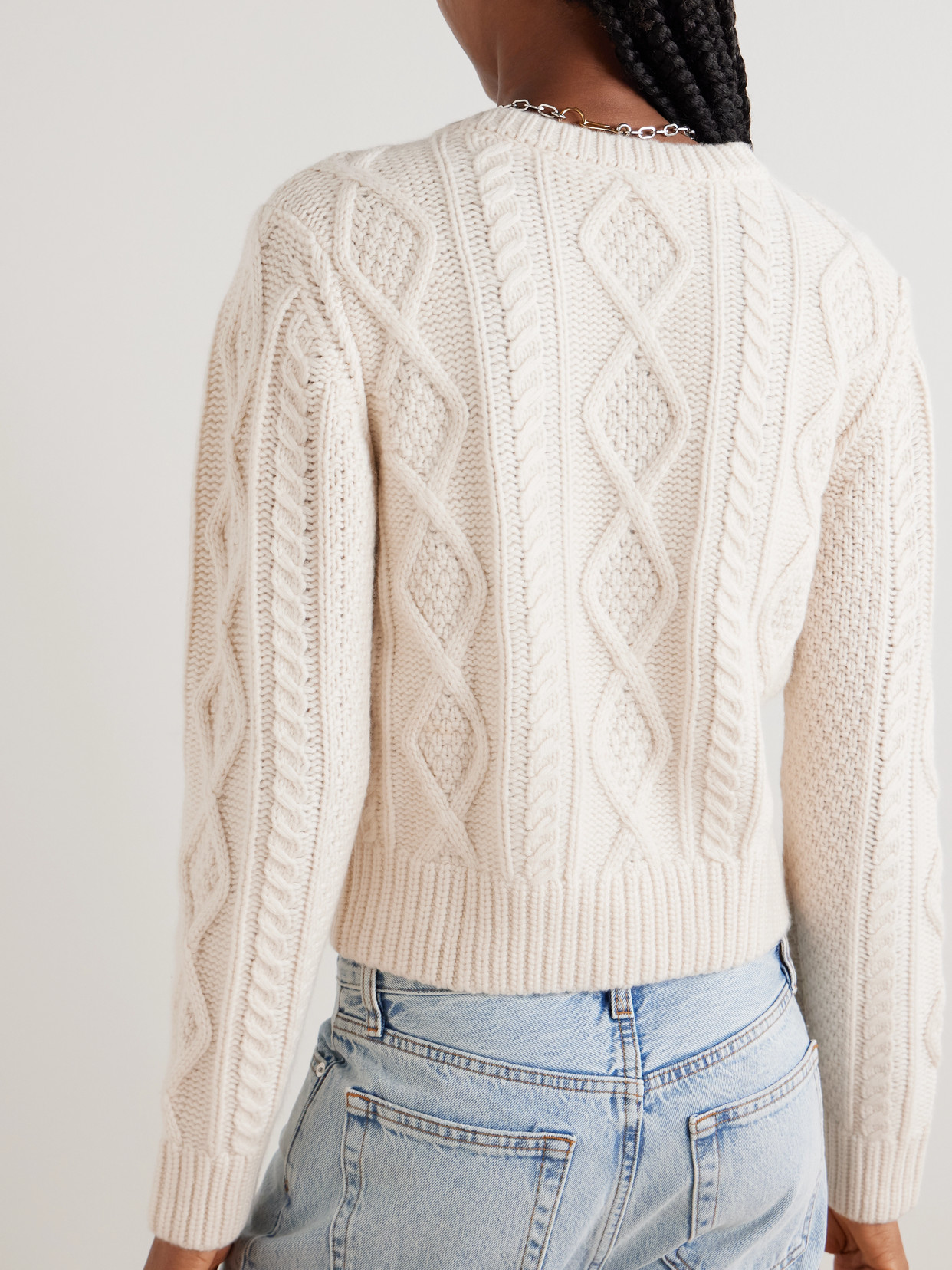 Cable-knit Cashmere Cardigan - Cream