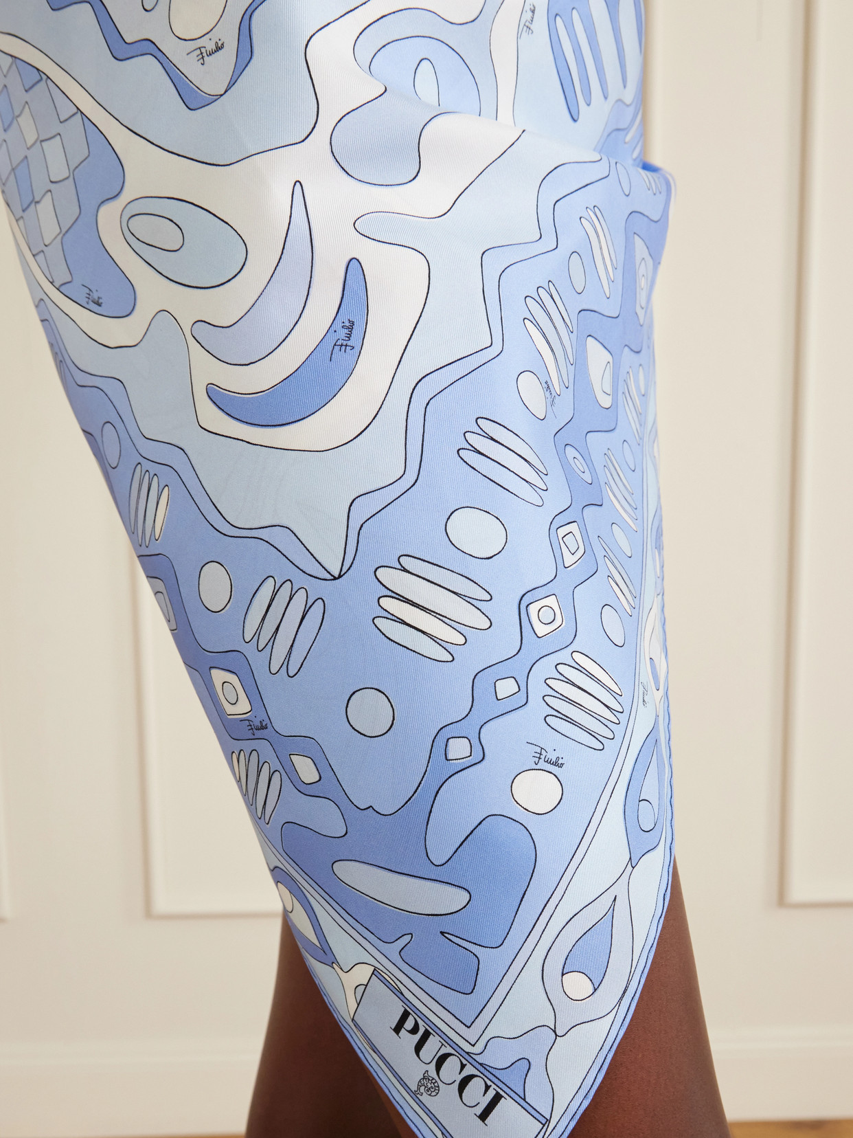 Printed Silk-twill Scarf - Blue