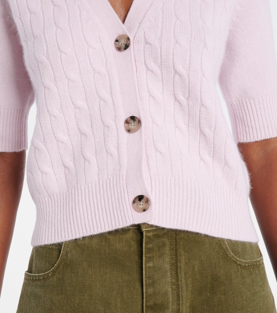 Cable-knit cashmere-blend cardigan