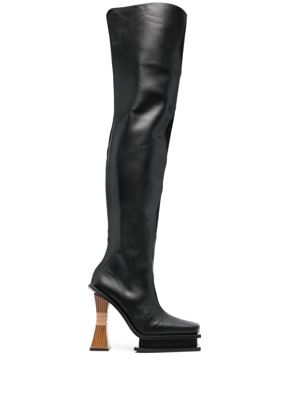 Veena 120mm leather knee boots - Black