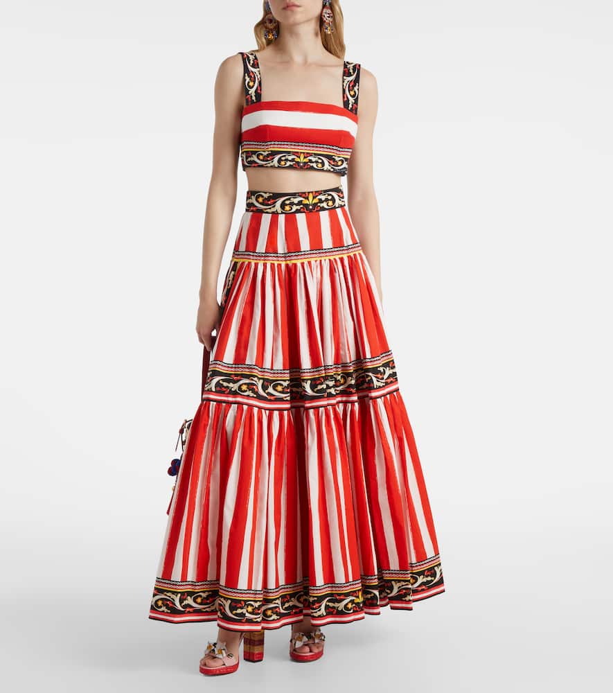 Taormina striped cotton maxi skirt