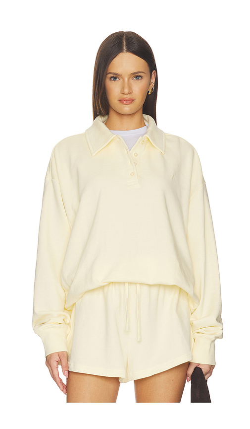 WeWoreWhat Henley Pull Over Sweatshirt in Lemon. XS. Also in