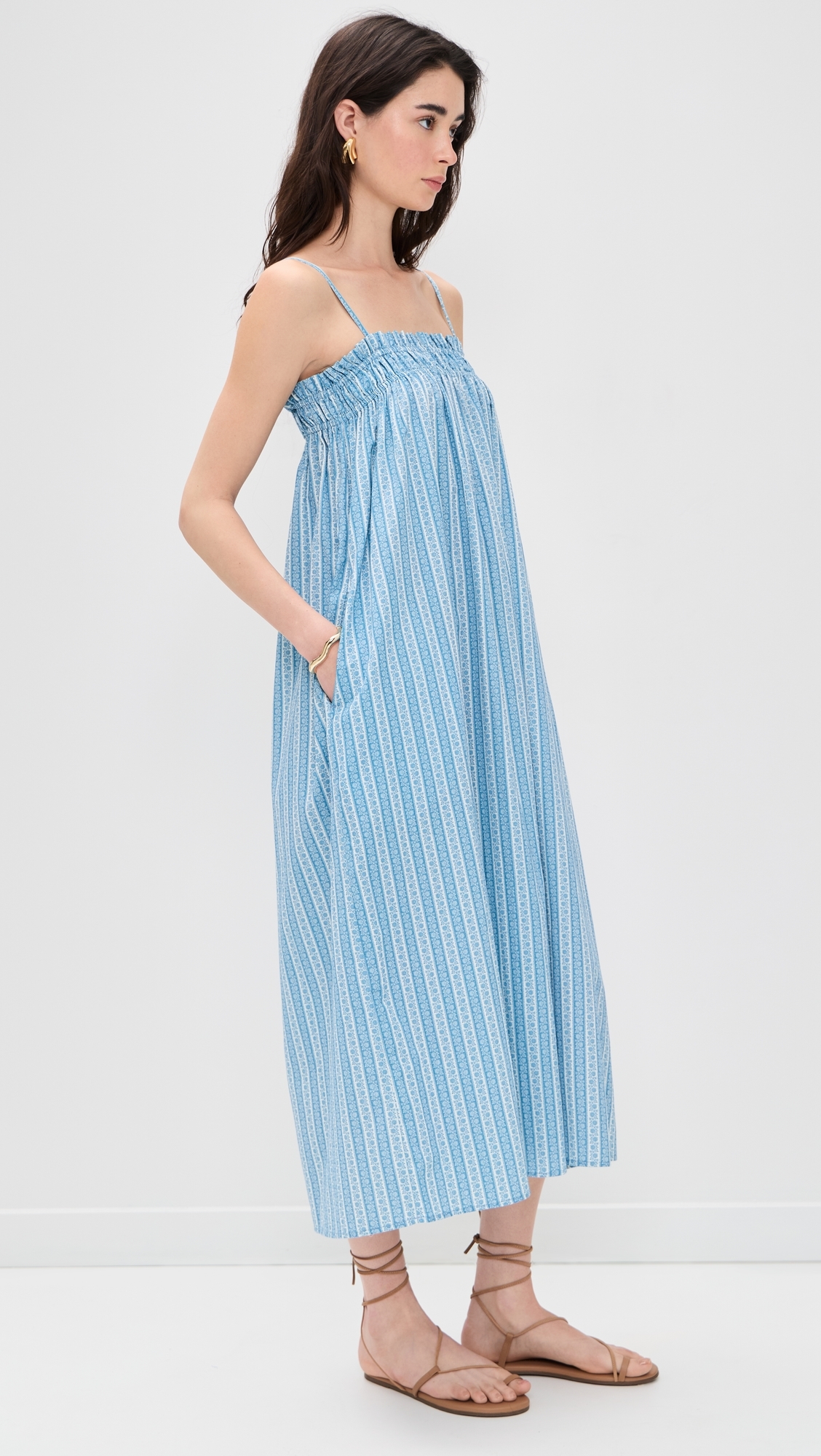 Sammy Dress Blue Floral Stripe