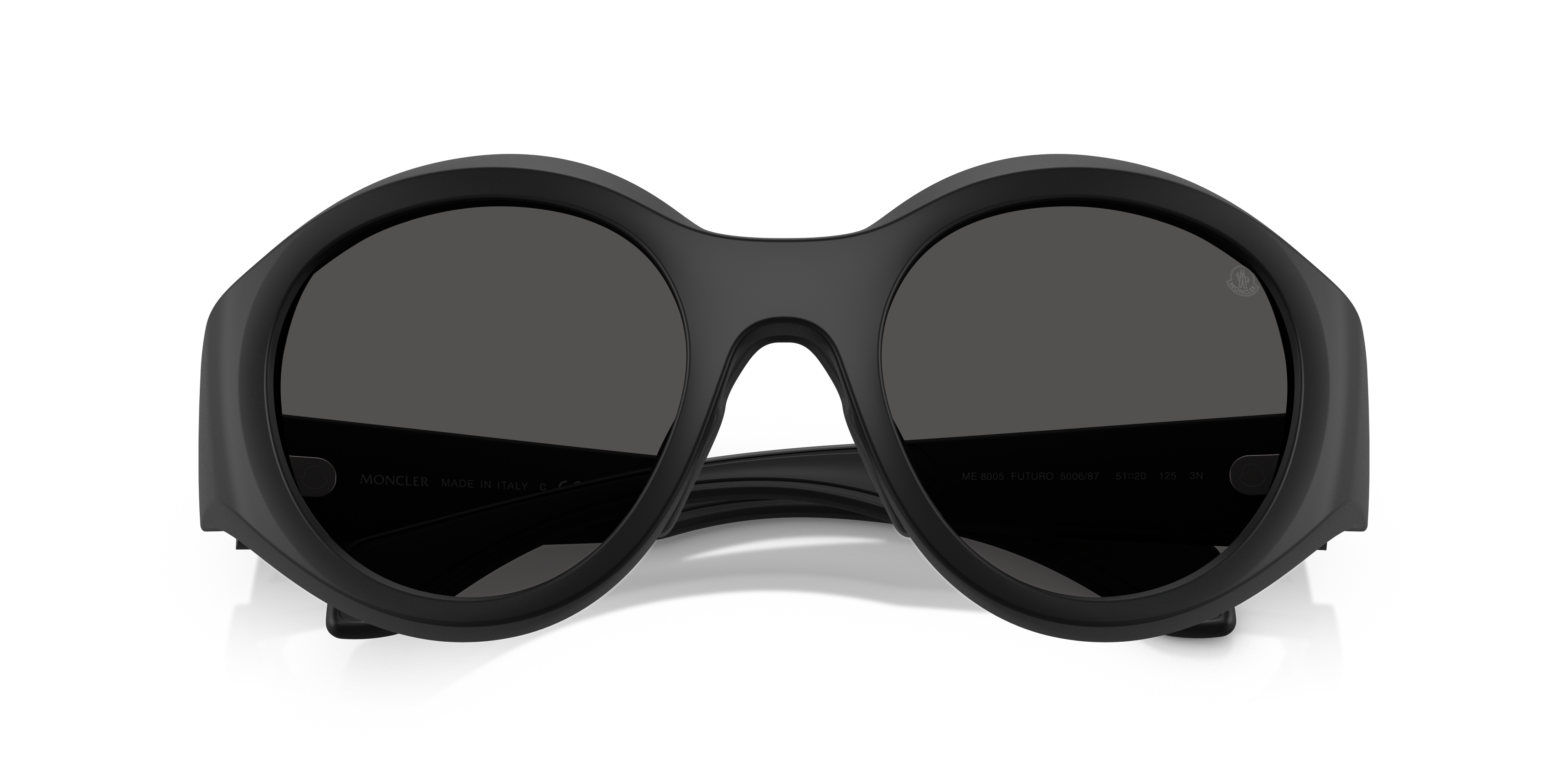 Moncler Unisex Moncler ME8005 FUTURO 500687 Gafas de sol Inyectado Negro Gris Redonda Norma