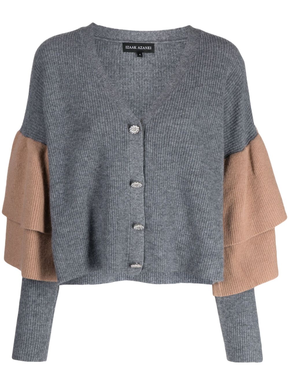Ruffled ribbed cardigan - Grey