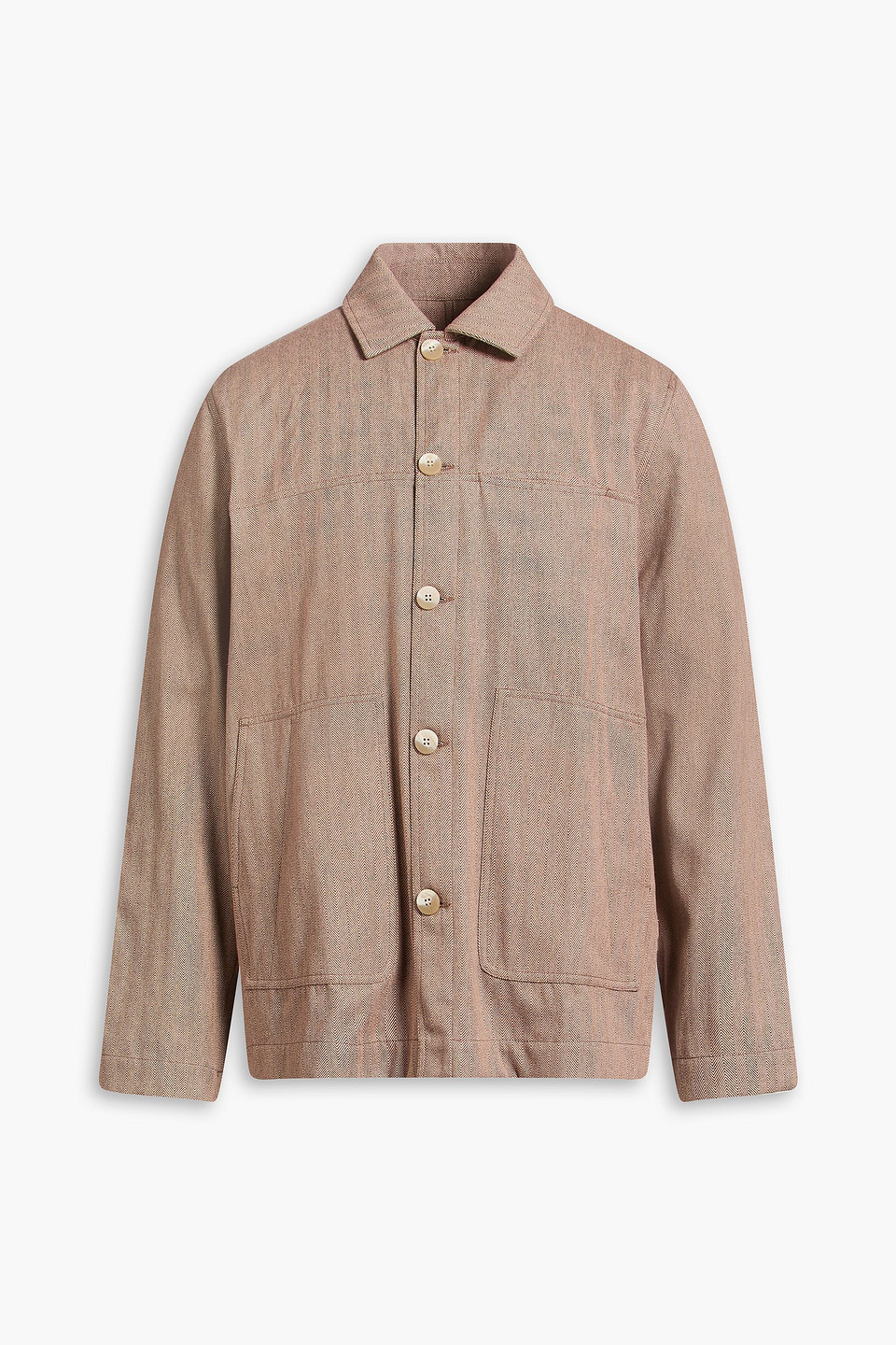 Herringbone cotton and cashmere-blend jacket - Neutral - M