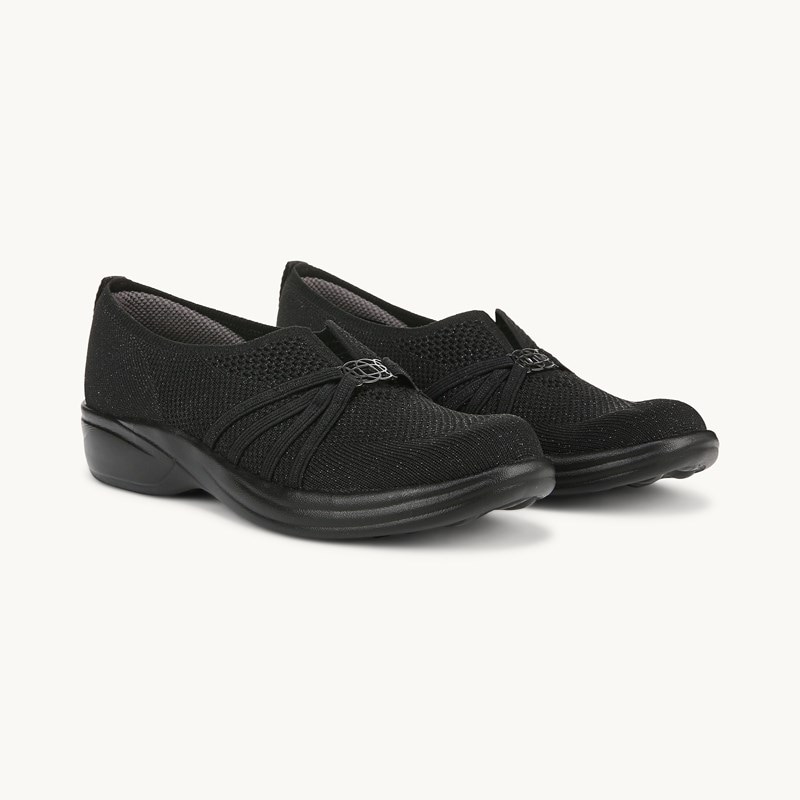 For Niche Slip On Shoes Black Knit Fabric