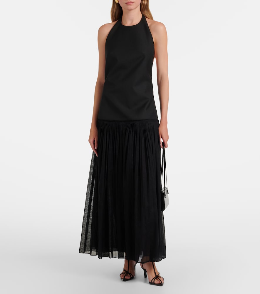 Róhe Pleated wool-blend muslin maxi dress