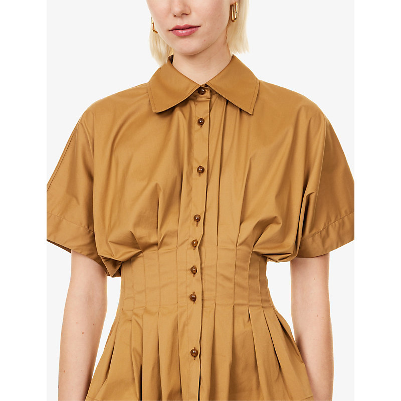 Womens Courage Pleated Cotton-Blend Shirt